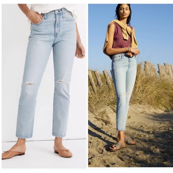 NEW Madewell The High-Rise Slim Crop Boyjean in Dumas Wash Ripped Edition